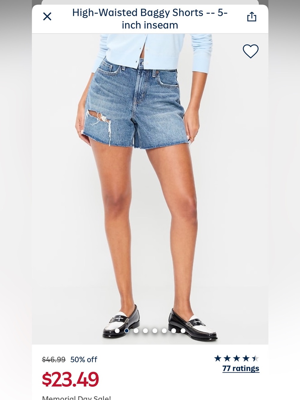 Old Navy Distressed High-Waist Denim Shorts - Blue